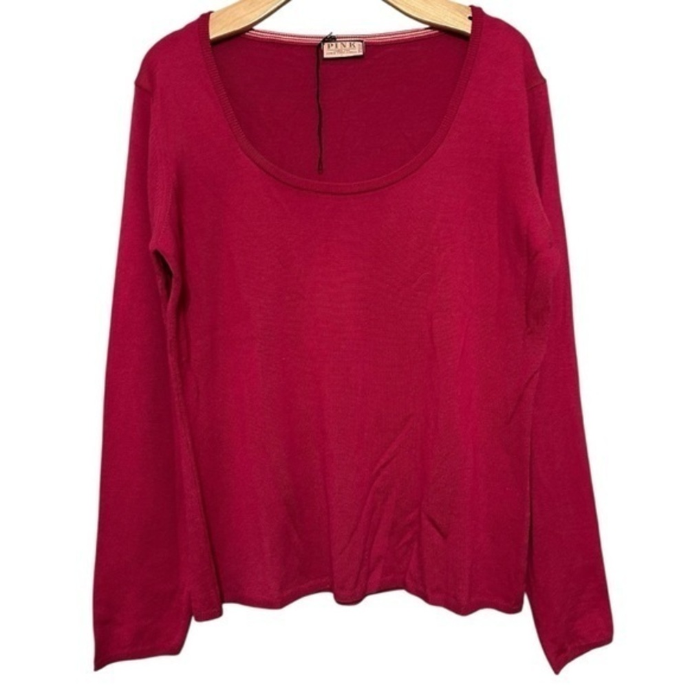 Thomas Pink Women’s Size L Pink Scoopneck Merino Wool Long Sleeve Sweater